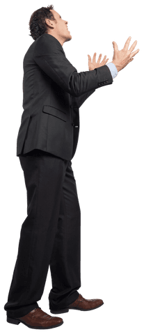 Furious Businessman Raising Hands Transparent Background