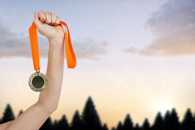 hand holding medal over sky background - Download Free Stock Photos Pikwizard.com