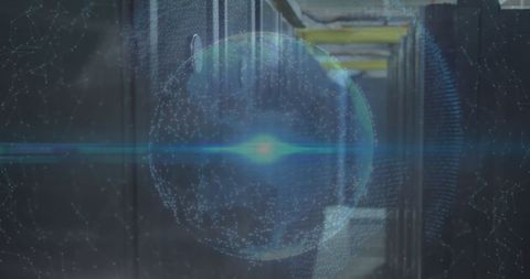 Glowing Global Network Overlay on Computer Server Room - Download Free Stock Images Pikwizard.com