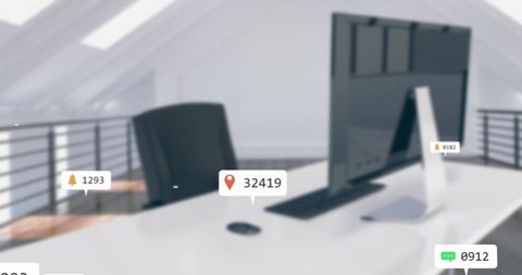 Office Desk with Blurred Social Media Interface Notifications - Download Free Stock Images Pikwizard.com