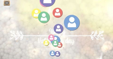 Colorful social media icons with happy valentine's day text