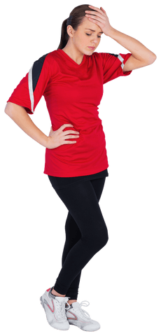 Disappointed Female Football Fan in Red Transparent Background