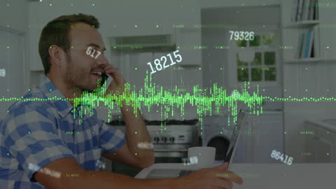 Caucasian Man Analyzing Financial Data at Home Office