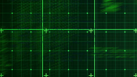 Futuristic Digital Data Processing Animation on Green Grid