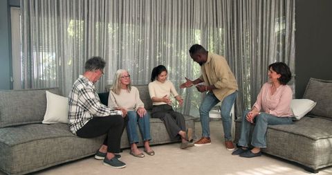 Diverse Group Therapy Session Gathering Happily