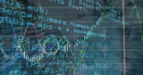 Animated Data Processing on Cityscape Background