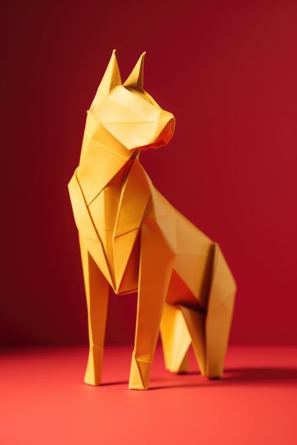 Close up of origami figure of dog on orange background, created using generative ai technology - Download Free Stock Photos Pikwizard.com