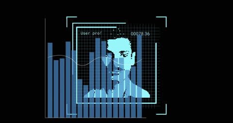 Futuristic Facial Recognition Interface Data Visualization