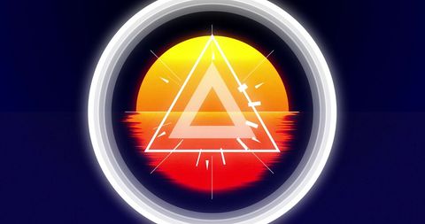 Abstract Sunset with Geometric Triangle Over Reflection