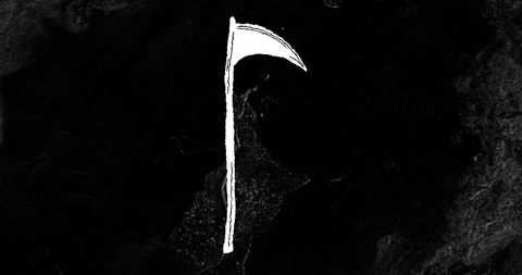 White Scythe Illustration on Dark Background