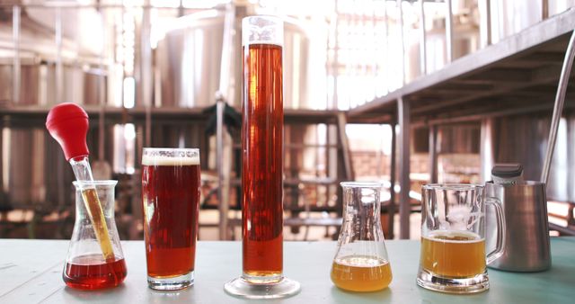 Variety Of Brewed Beers In Laboratory Glassware In A Brewery - Download Free Stock Images Pikwizard.com