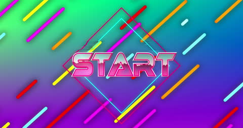 Vibrant Start Text with Colorful Trails Background