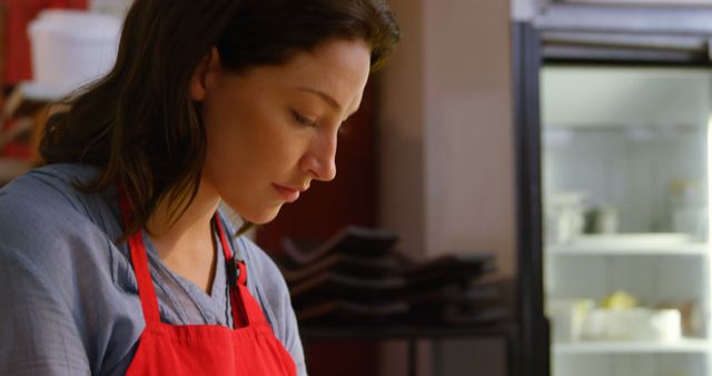 Focused Female Chef Preparing Food in Professional Kitchen - Download Free Stock Images Pikwizard.com