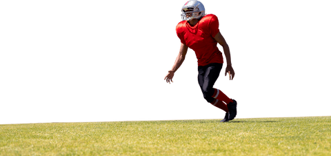 American football player running on transparent background