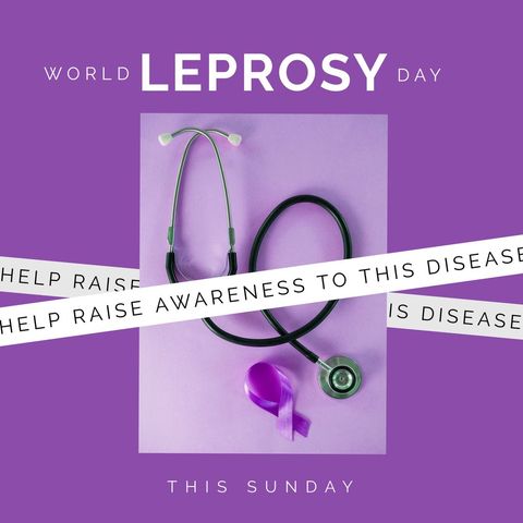 World leprosy day ribbon and stethoscope on purple background
