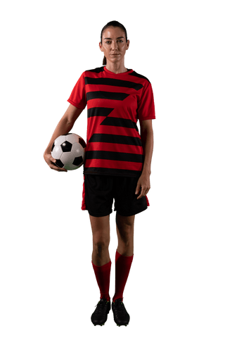 Focused Female Soccer Player Holding Ball Transparent Image