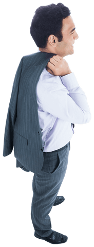 Businessman Holding Jacket Over Shoulder Transparent