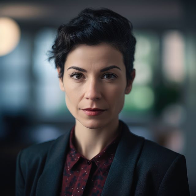 Portrait of smiling caucasian businesswoman, created using generative ai technology. Portrait, facial expression and business concept digitally generated image.