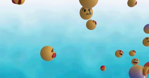 Flying Social Media Emojis on Blue Gradient Background