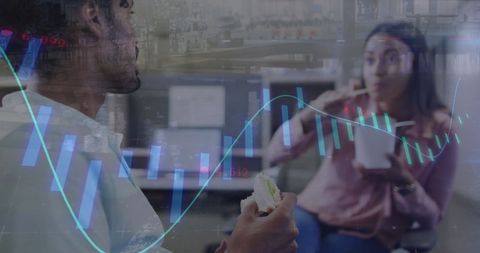 Business People Analyzing Financial Data Over Double Exposure