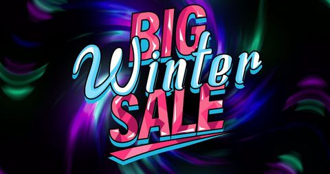 Big Winter Sale on Colorful Neon Light Background
