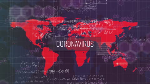 World Map Concept with Coronavirus and Scientific Diagrams