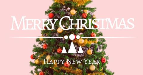 Elegant Christmas Tree with Festive Holiday Greeting