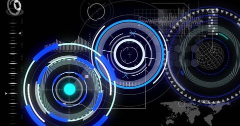 Digital Interface with Futuristic Technology Scanning Display
