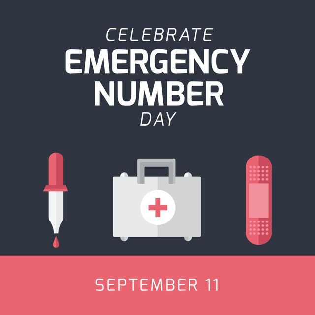 Celebrate Emergency Number Day Banner with Medical Icons - Download Free Stock Templates Pikwizard.com