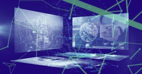 Digitally Generated Global Connections and Data Network - Download Free Stock Images Pikwizard.com