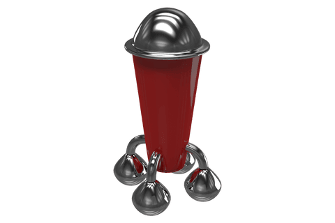 red abstract 3d shape with chrome elements on transparent platform - Download Free Stock Videos Pikwizard.com