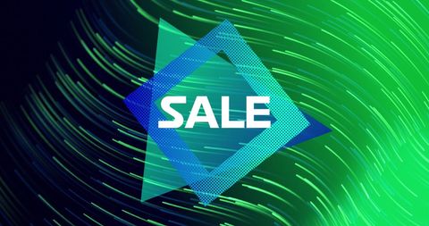 Digital Sales Promotion Background with Dynamic Green Lines