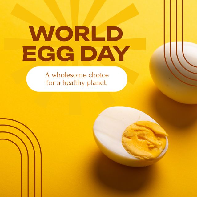 Celebrating World Egg Day with Boiled Eggs on Yellow Background - Download Free Stock Templates Pikwizard.com