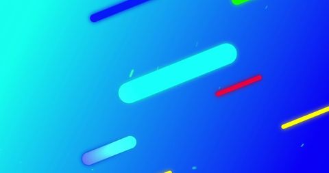 Bright multicolored capsule shapes on abstract blue background