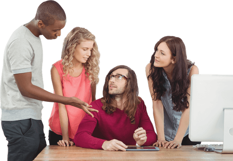 transparent business team collaborating at desk in office - Download Free Stock Videos Pikwizard.com