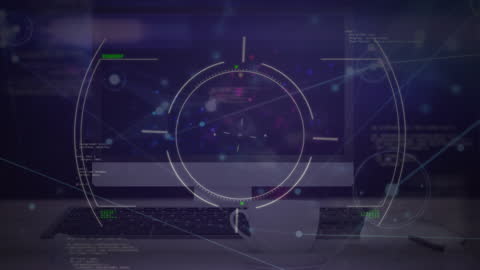 Digital Interface with Futuristic Scope and Financial Data Graphics