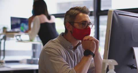 Office Worker Wearing Mask During Covid-19 Pandemic
