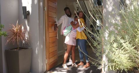 Family morning routine: preparing for school together