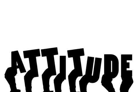 Transparent hands formation with attitude text illustration