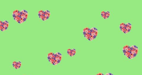 Colorful Floral Hearts on Soft Green Backdrop - Download Free Stock Images Pikwizard.com