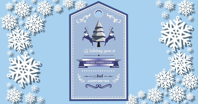 Elegant Christmas and New Year Greeting Card with Snowflakes and Tree - Download Free Stock Images Pikwizard.com