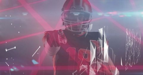 American Football Player in Futuristic Digital Interface Concept
