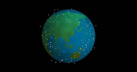 Stylized earth globe with digital connectivity particles