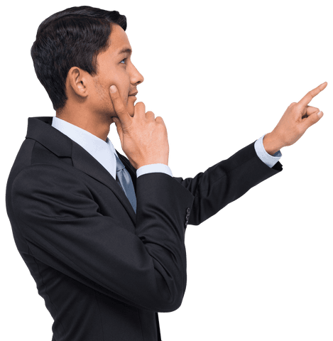 Transparent Businessman Transparently Pointing Ahead and Thinking Deeply - Download Free Stock Videos Pikwizard.com