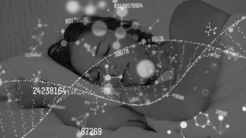 Woman Sleeping with Mathematics and Science Overlay