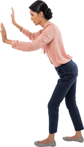 businesswoman in pink blouse transparent background pushing forward - Download Free Stock Videos Pikwizard.com