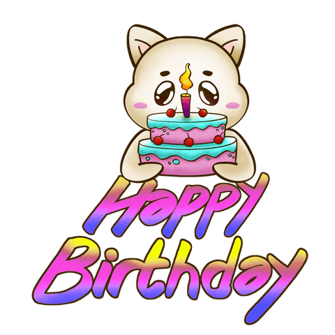 Cute Cat Holding Cake for Happy Birthday with Transparent Background