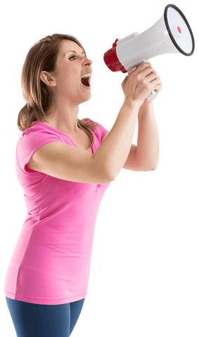 caucasian woman shouting with megaphone on transparent background - Download Free Stock Videos Pikwizard.com
