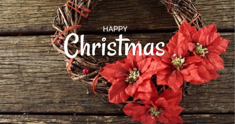 Rustic Christmas Wreath with Joyful Season's Greetings - Download Free Stock Images Pikwizard.com