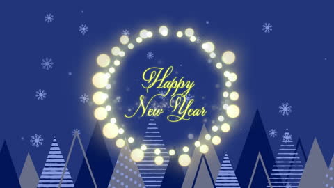Happy New Year Greeting with Festive Lights Background
